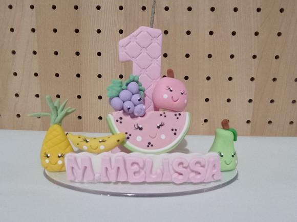 Vela Frutinhas com Carinha de Biscuit com Nome