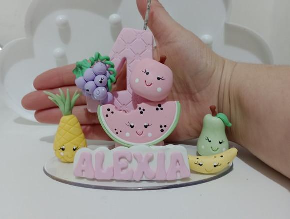 Vela Frutinhas com Carinha de Biscuit com Nome