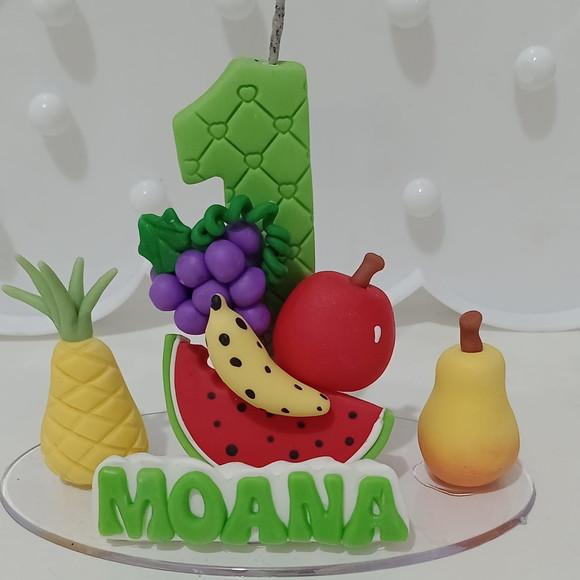Vela Frutinhas de Biscuit com Nome