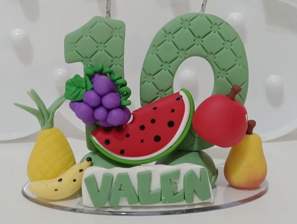 Vela Frutinhas de Biscuit Dois Números e Nome