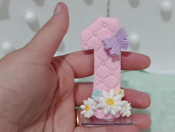 Vela Jardim das Borboletas de Biscuit Decorada Mini Pérolas