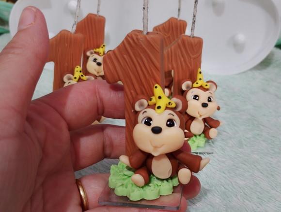 Vela Macaquinho de Biscuit Festa Safari