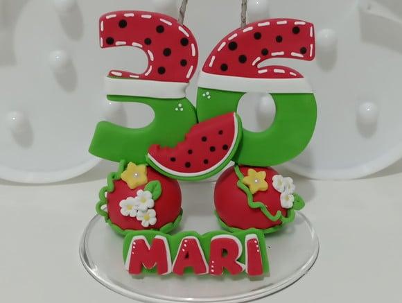 Vela Melancia de Biscuit para Festa Adulto