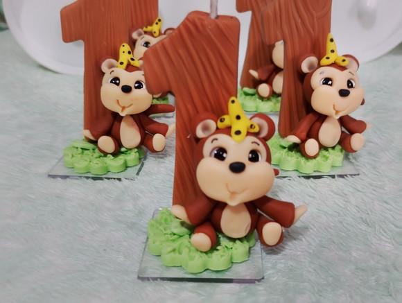 Vela Macaquinho de Biscuit Festa Safari