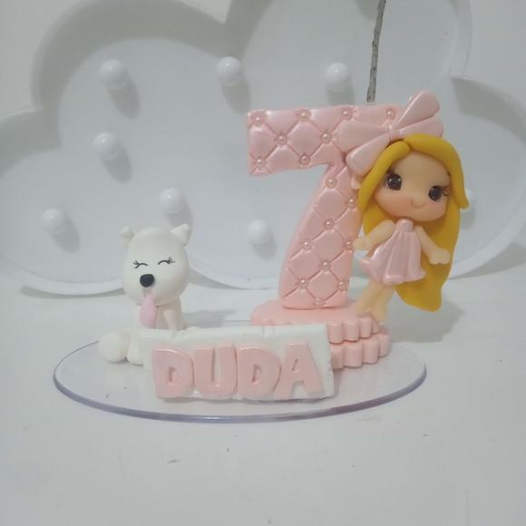 Vela Menina com Cachorrinho de Biscuit