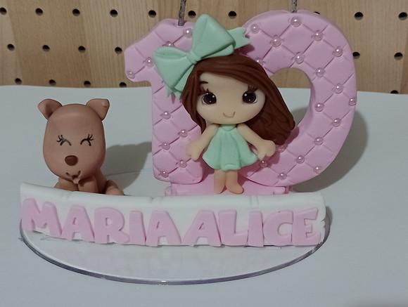 Vela Menina com Cachorrinho Dois Dígitos