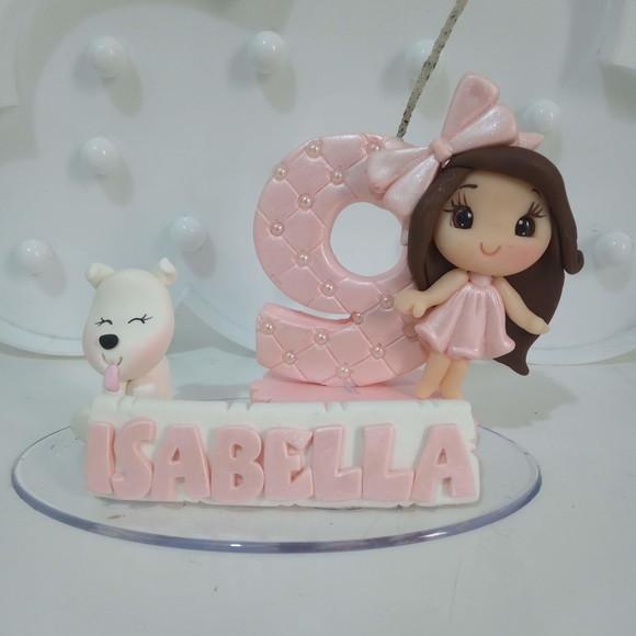 Vela Menina com Cachorrinho de Biscuit
