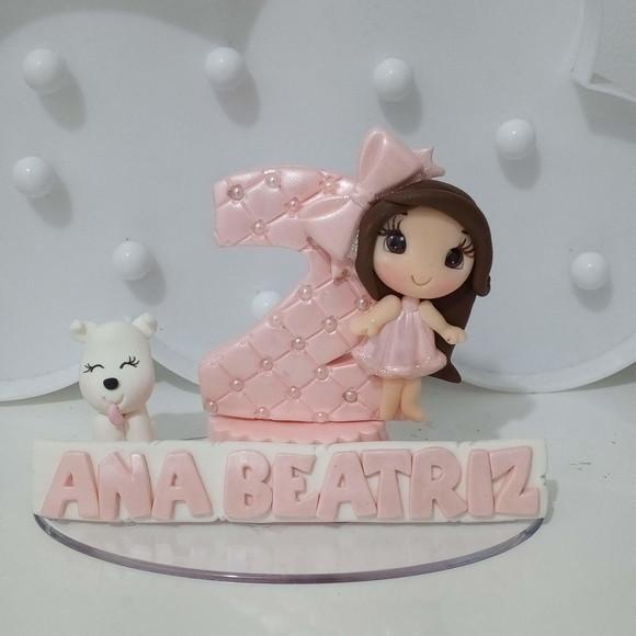 Vela Menina com Cachorrinho de Biscuit