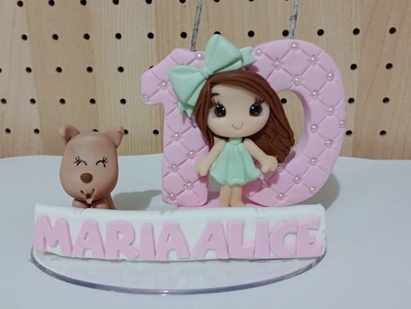 Vela Menina com Cachorrinho Dois Dígitos