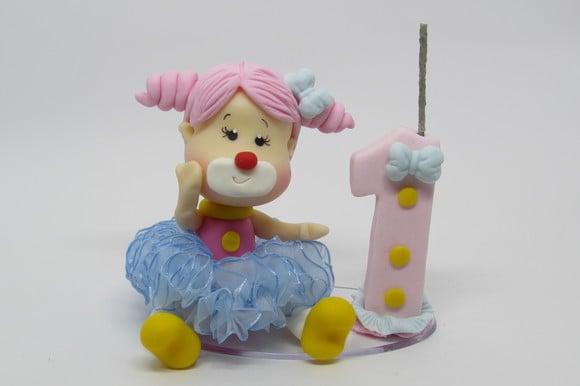 Vela Palhacinha Circo Rosa