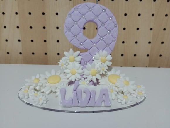 Vela Personalizada Margaridas de Biscuit