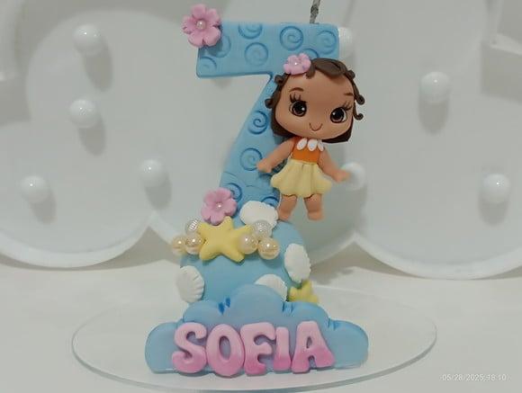 Vela Personalizada Moana com Nome e Número Decorado