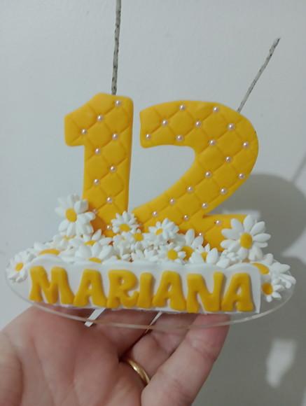 Vela Personalizada Margaridas de Biscuit com Dois Dígitos
