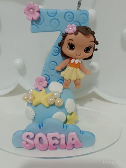 Vela Personalizada Moana com Nome e Número Decorado