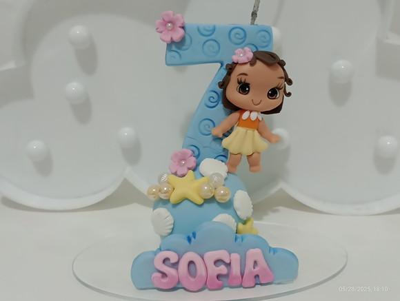 Vela Personalizada Moana com Nome e Número Decorado