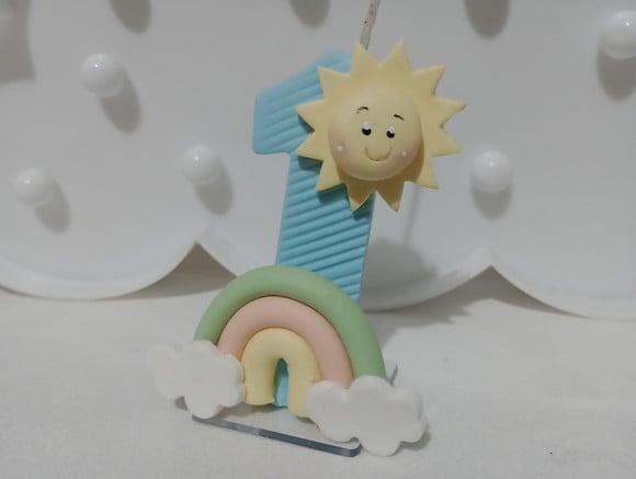Vela Primeira Volta ao Sol com Arco-íris Personalizada