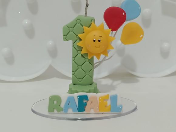 Vela Primeira Volta ao Sol com Balões Nome Colorido Biscuit