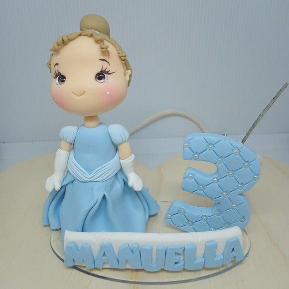 Vela Princesa de Vestido Azul com Idade e Nome