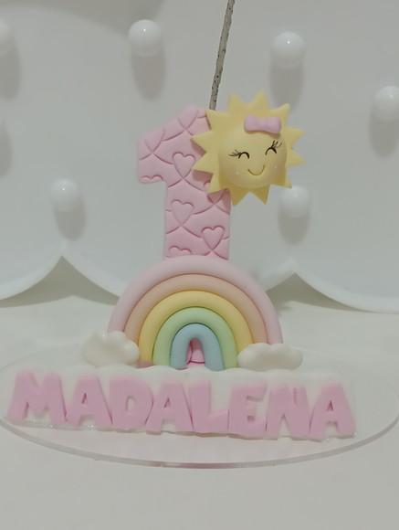 Vela Primeira Volta ao Sol Menina com Arco-íris com Nome