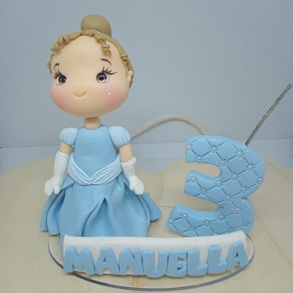 Vela Princesa de Vestido Azul com Idade e Nome