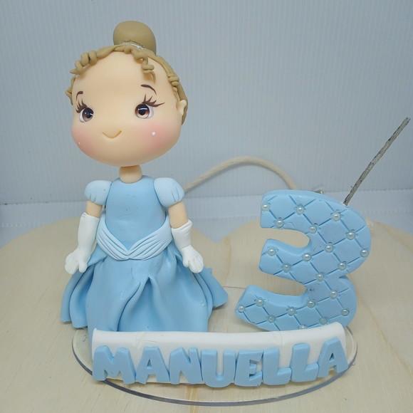 Vela Princesa de Vestido Azul com Idade e Nome