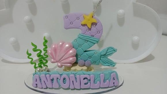 Vela Sereia de Biscuit com Nome