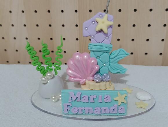 Vela Sereia de Biscuit com Nome