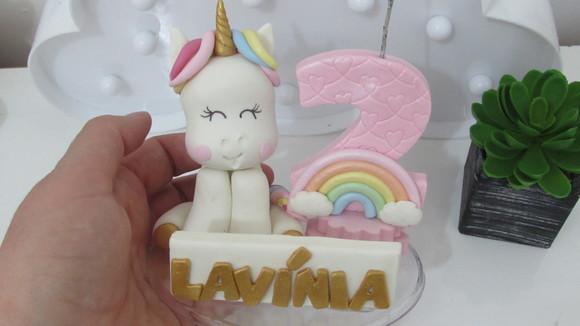 Vela Unicórnio com Nome Dourado