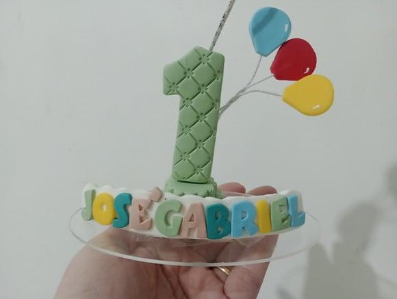 Vela365 Sorrisos com Balões Nome Colorido Biscuit