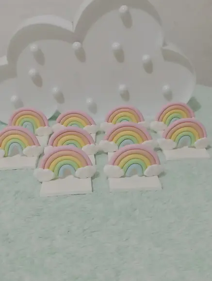 Aplique Arco-íris Biscuit para Lembrancinhas Base Quadrada