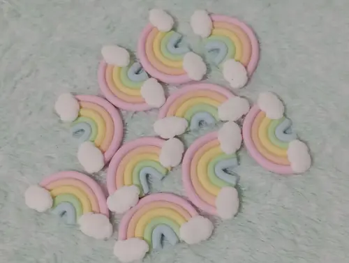 Aplique Arco-íris Mini em Biscuit Dez Peças