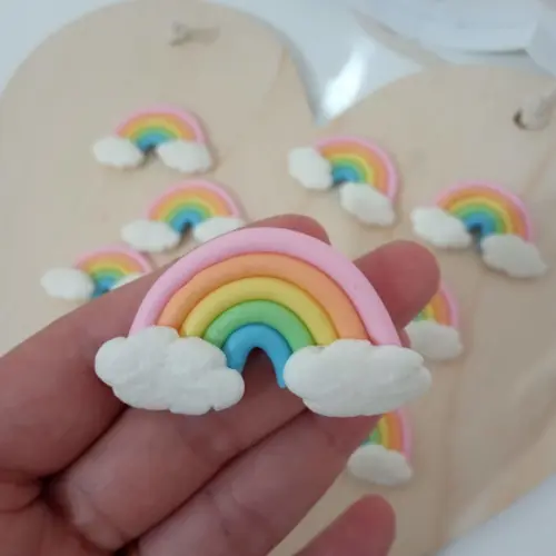 Aplique Arco-íris Mini em Biscuit Dez Peças