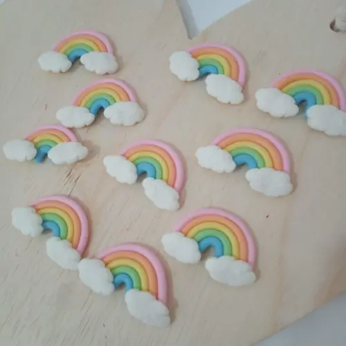 Aplique Arco-íris Mini em Biscuit Dez Peças