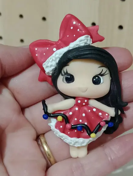 Aplique Boneca de Natal para Laços ou Lembrancinhas