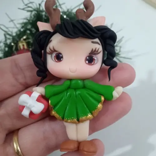 Aplique Boneca de Natal para Laços ou Lembrancinhas