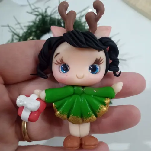 Aplique Boneca de Natal para Laços ou Lembrancinhas