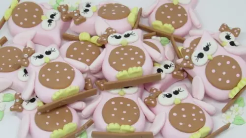 Aplique Coruja de Biscuit para Lembrancinas
