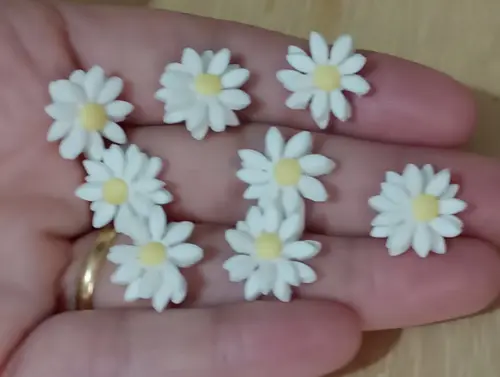 Aplique Mini Margarida de Biscuit com Vinte Peças