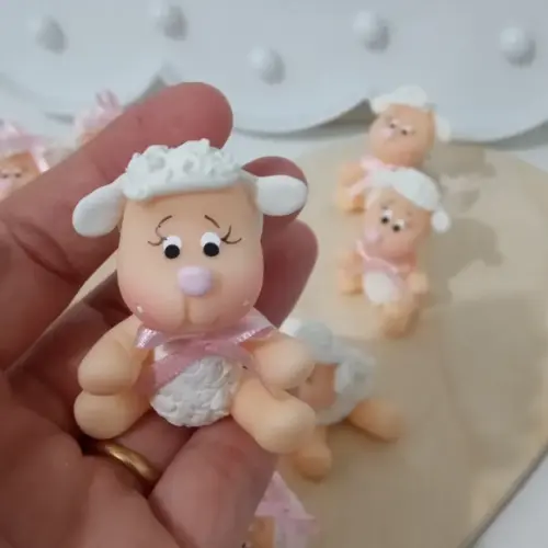 Aplique Ovelhas com Lacinho Pacotinho com Dez