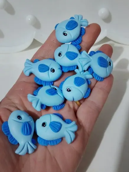 Aplique Peixinho de Biscuit para Lembrancinhas Dez Peças