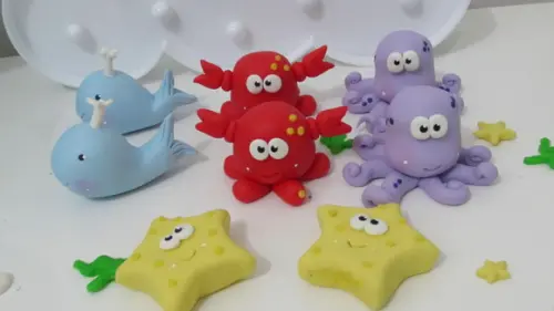 Bichinhos Fundo do Mar de Biscuit para Lembrancinhas