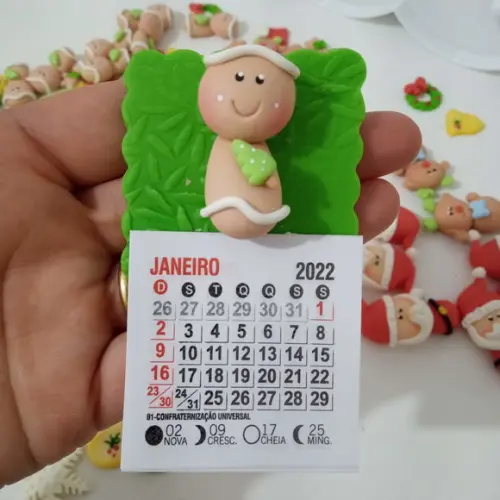 Calendário 2026 com Tema Natalino de Biscuit