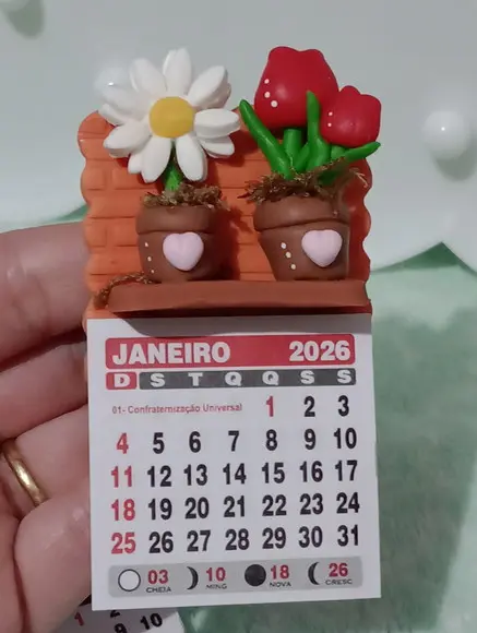 Calendário 2026 Flores de Biscuit