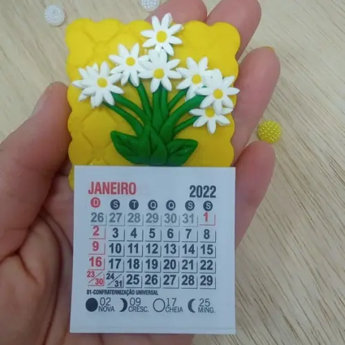 Calendário 2026 Margaridas de Biscuit