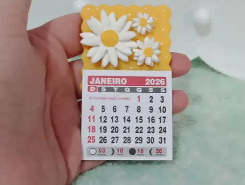 Calendário 2026 Margaridas de Biscuit