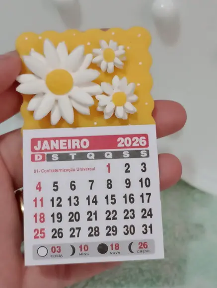 Calendário 2026 Margaridas de Biscuit
