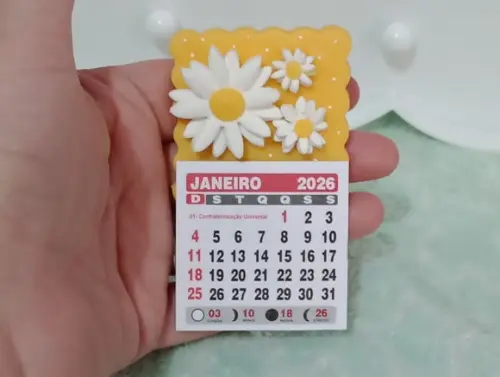 Calendário 2026 Margaridas de Biscuit