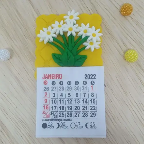 Calendário 2026 Margaridas de Biscuit