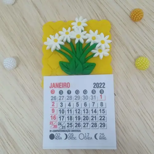 Calendário 2026 Margaridas de Biscuit