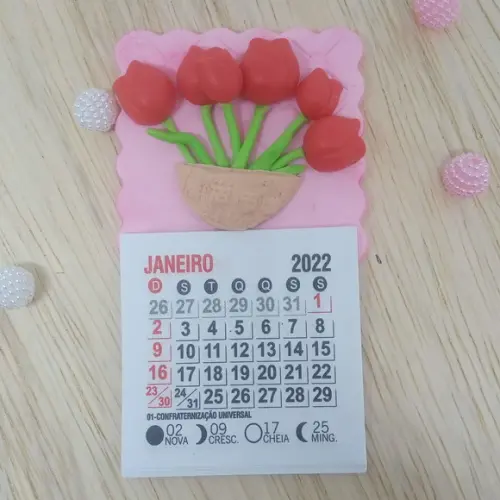 Calendário 2026 Tulipas no Vaso de Biscuit